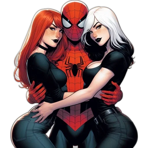 comic book art, concept art, spider-man, alongside transparent PNG cut-out
