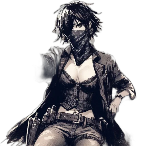 weapon, mask, staff, jacket transparent PNG cut-out