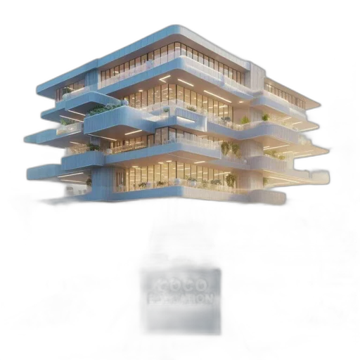 building, 3d render, concept art, modern transparent PNG cut-out