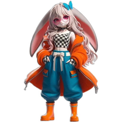 jacket, staff, concept art, 3d render transparent PNG cut-out