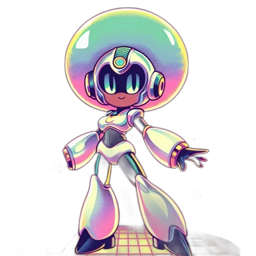 robot, dress, staff, creature transparent PNG cut-out