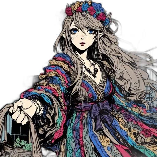 dress, jewelry, fantasy art, anime transparent PNG cut-out