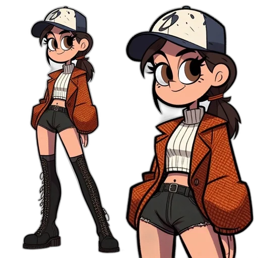 jacket, hat, creature, staff transparent PNG cut-out
