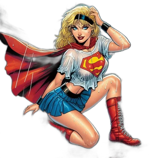 comic book art, cartoon, concept art, superheroine transparent PNG cut-out