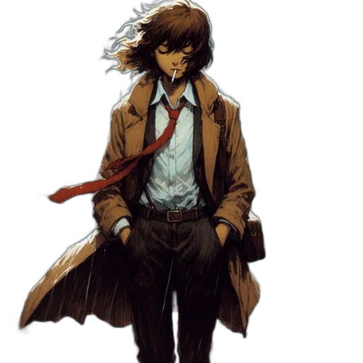 jacket, staff, concept art, comic book art transparent PNG cut-out