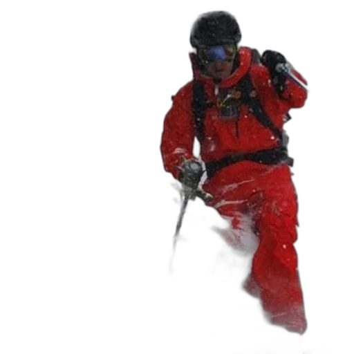 staff, snow, skier, red transparent PNG cut-out