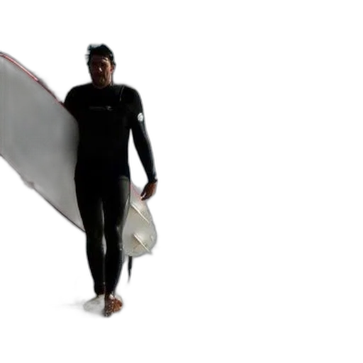 surfer, black, wetsuit, carries transparent PNG cut-out