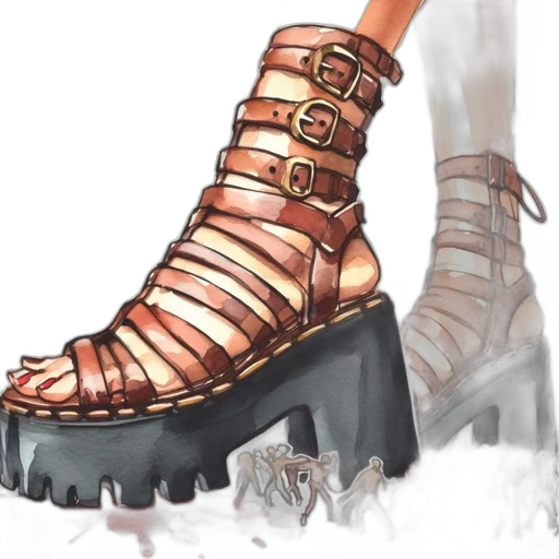 shoes, weapon, concept art, watercolor transparent PNG cut-out