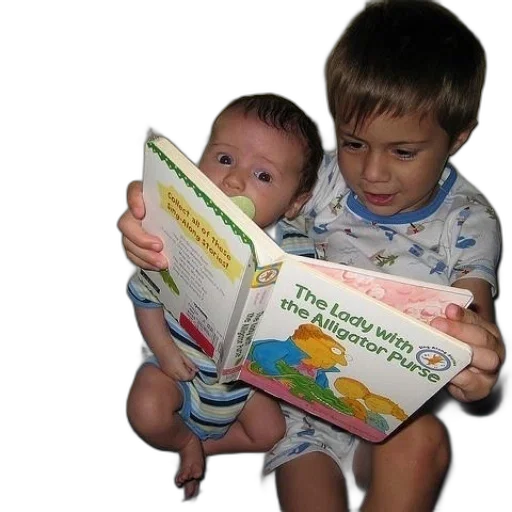 young, boy, reads, his transparent PNG cut-out