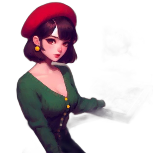 dress, hat, staff, crown transparent PNG cut-out