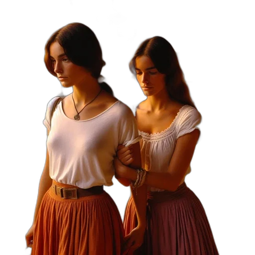 dress, jewelry, staff, oil painting transparent PNG cut-out