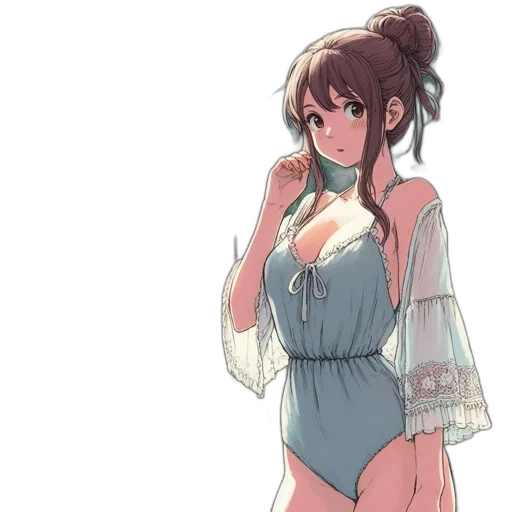 dress, staff, anime, concept art transparent PNG cut-out