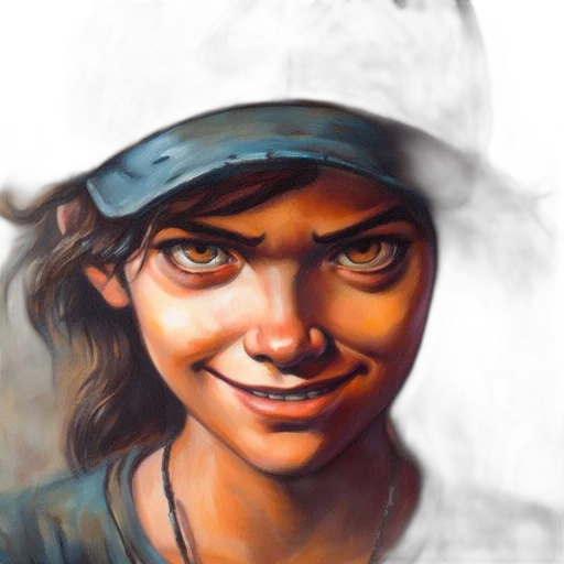 face, hat, oil painting, photorealistic transparent PNG cut-out