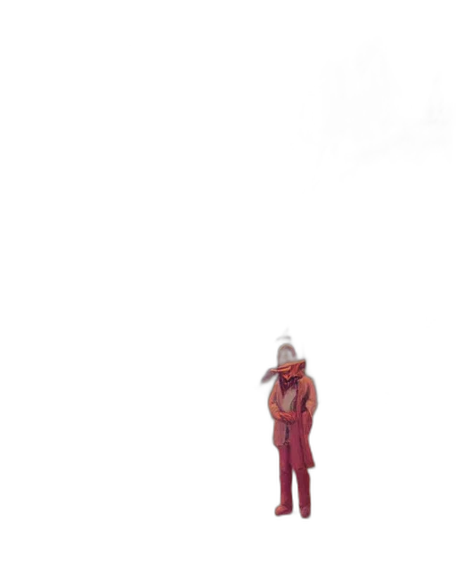 jacket, robot, creature, staff transparent PNG cut-out
