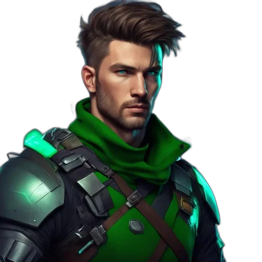 jacket, staff, face, weapon transparent PNG cut-out