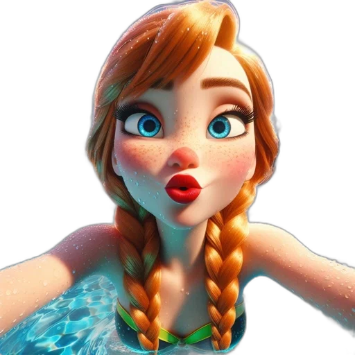 face, dress, 3d render, cartoon transparent PNG cut-out