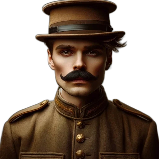 hat, staff, face, photorealistic transparent PNG cut-out