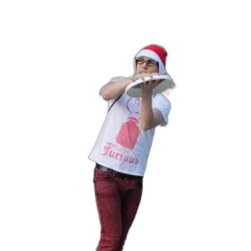 person, wearing, santa, hat transparent PNG cut-out