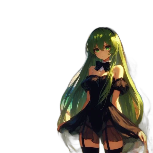 dress, staff, weapon, hair transparent PNG cut-out