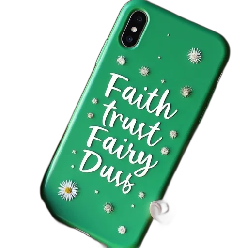green, phone, case, says transparent PNG cut-out