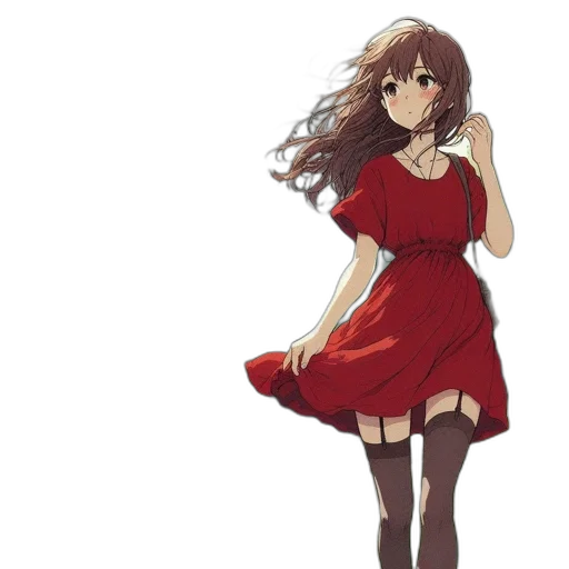 dress, staff, flower, hair transparent PNG cut-out