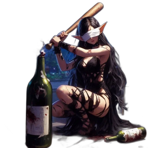 bottle, weapon, staff, fantasy art transparent PNG cut-out