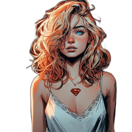 dress, face, hair, comic book art transparent PNG cut-out