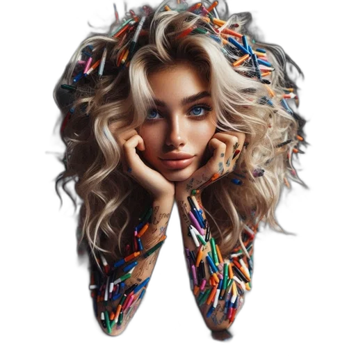 hair, jewelry, crown, jacket transparent PNG cut-out