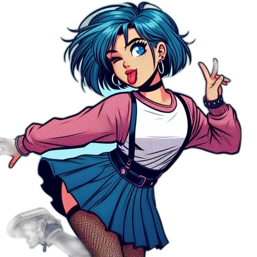 anime, vaporwave, cartoon, comic book art transparent PNG cut-out