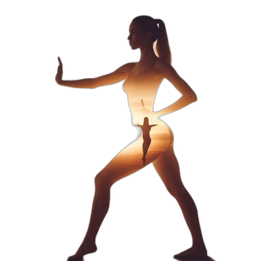 woman, silhouette, dynamic, pose transparent PNG cut-out