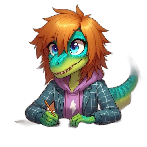 dragon, jacket, creature, staff transparent PNG cut-out