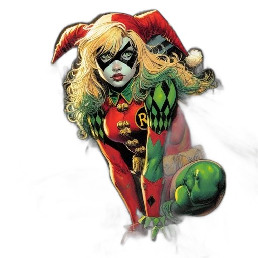 comic book art, concept art, batman, harley transparent PNG cut-out