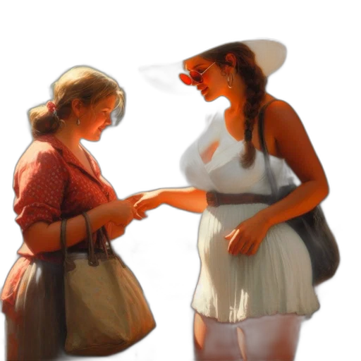 dress, hat, jewelry, oil painting transparent PNG cut-out