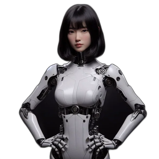 robot, 3d render, concept art, cyberpunk transparent PNG cut-out