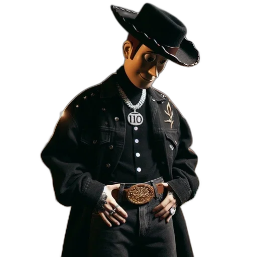 jacket, hat, staff, photorealistic transparent PNG cut-out