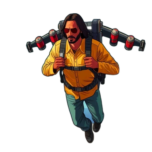 jacket, robot, weapon, staff transparent PNG cut-out
