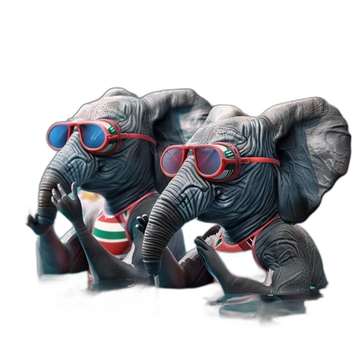 concept art, 3d render, two, elephants transparent PNG cut-out