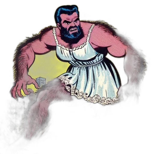dress, staff, hair, comic book art transparent PNG cut-out