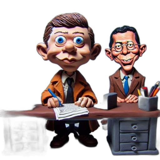 staff, 3d render, cartoon, two transparent PNG cut-out