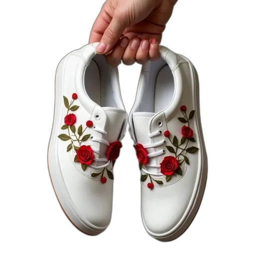 shoes, flower, photorealistic, 3d render transparent PNG cut-out
