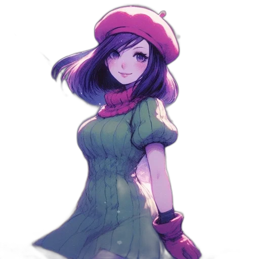 dress, hat, staff, weapon transparent PNG cut-out