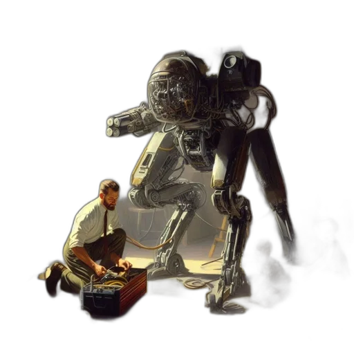 robot, weapon, creature, staff transparent PNG cut-out