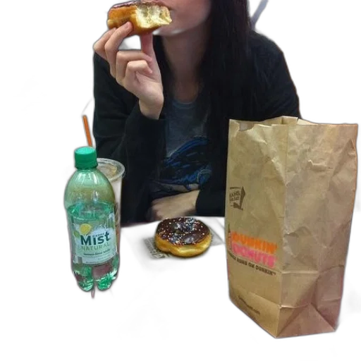 food, woman, eating, donut transparent PNG cut-out