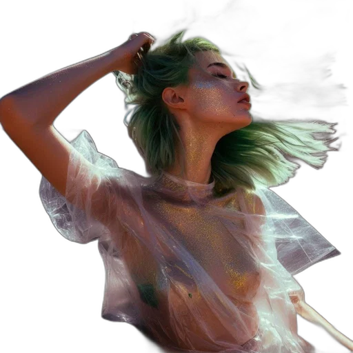 dress, dragon, hair, photorealistic transparent PNG cut-out