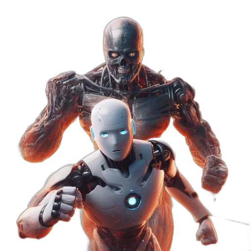 robot, concept art, comic book art, 3d render transparent PNG cut-out