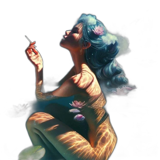 dress, flower, concept art, fantasy art transparent PNG cut-out