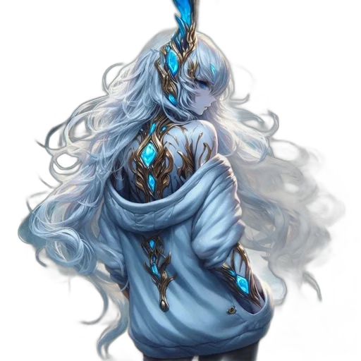 dragon, dress, staff, hair transparent PNG cut-out