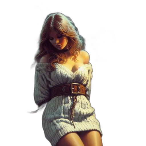 dress, jacket, face, concept art transparent PNG cut-out
