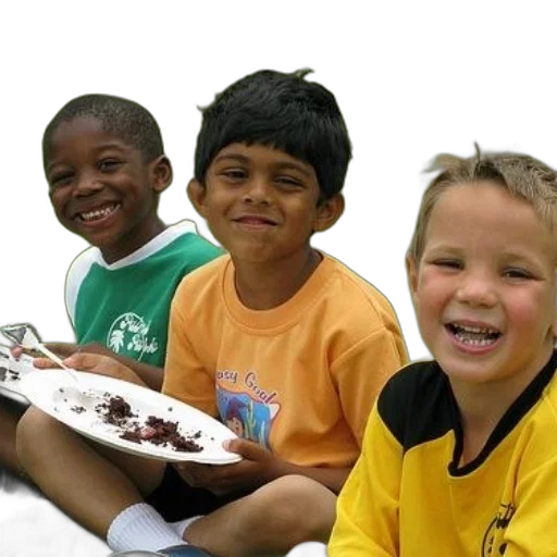 food, three, children, sit transparent PNG cut-out