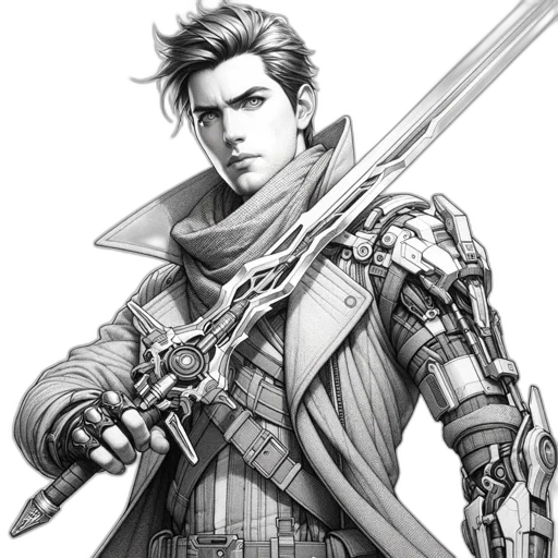 sword, weapon, staff, jacket transparent PNG cut-out